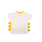 Dinosaur Printed Half Sleeve Top + Shorts Set - White & Yellow - Image 11