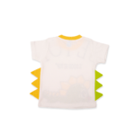 Dinosaur Printed Half Sleeve Top + Shorts Set - White & Yellow - Image 8