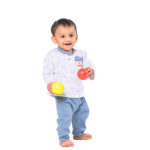 Unisex Baby Cotton Nightwear Set with Cute Bear Patch - Blue - Image 2