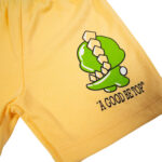 Dinosaur Printed Half Sleeve Top + Shorts Set - White & Yellow - Image 10