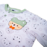 Unisex Baby Cotton Nightwear Set with Cute Bear Patch - Green - Image 9