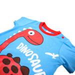 Dinosaur Printed Half Sleeve Top + Shorts Set - Blue & Red - Image 8