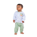 Unisex Baby Cotton Nightwear Set with Cute Bear Patch - Green - Image 6