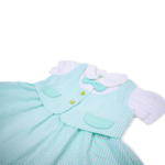 Soft Cotton Dress with Attached Vest & Bow Design - Mint - Image 7