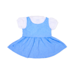 Soft Cotton Dress with Attached Vest & Bow Design - Blue - Image 6