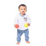 Unisex Baby Cotton Nightwear Set with Cute Bear Patch - Blue - Image 5