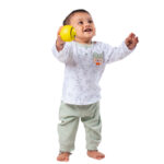 Unisex Baby Cotton Nightwear Set with Cute Bear Patch - Green - Image 2