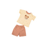 Lightweight Bamboo Cotton T-Shirt & Shorts Nightwear Set - Warm Cream