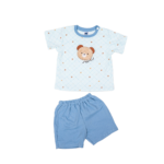 Lightweight Bamboo Cotton T-Shirt & Shorts Nightwear Set - Pastel Blue