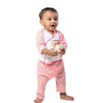 Soft Bamboo Cotton Front-Open Velcro Nightwear Set – Bear Print - Baby Pink - Image 4