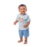 Lightweight Bamboo Cotton T-Shirt & Shorts Nightwear Set - Pastel Blue - Image 3