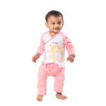 Soft Bamboo Cotton Front-Open Velcro Nightwear Set – Bear Print - Baby Pink - Image 3