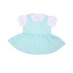 Soft Cotton Dress with Attached Vest & Bow Design - Mint - Image 6