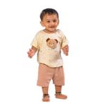 Lightweight Bamboo Cotton T-Shirt & Shorts Nightwear Set - Warm Cream - Image 4