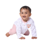Unisex Baby Cotton Nightwear Set with Cute Bear Patch - Pink - Image 4