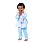 Adorable Frill Top Night Suit Set for Babies – Blue Bunny - Image 5