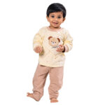 Premium Bamboo Cotton Nightwear Set with Cute Koala Patch - Warm Cream - Image 4