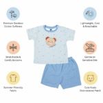 Lightweight Bamboo Cotton T-Shirt & Shorts Nightwear Set - Pastel Blue - Image 10