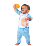 Soft Bamboo Cotton Front-Open Velcro Nightwear Set – Bear Print - Soft Blue - Image 4