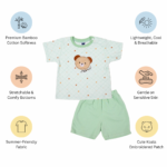 Lightweight Bamboo Cotton T-Shirt & Shorts Nightwear Set - Mint Green - Image 10