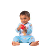 Soft Bamboo Cotton Front-Open Velcro Nightwear Set – Bear Print - Soft Blue - Image 5