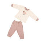 Premium Bamboo Cotton Nightwear Set with Cute Koala Patch - Warm Cream