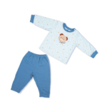Premium Bamboo Cotton Nightwear Set with Cute Koala Patch - Pastel Blue