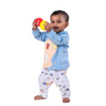 Premium Bamboo Cotton Full Sleeves Top & Full Pajama Set – Cute Animal Print - Soft Blue - Image 2