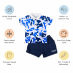 Trendy Camouflage Print Polo Top with Navy Shorts - Image 10
