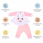 Adorable Frill Top Night Suit Set for Babies – Pink Bunny - Image 11
