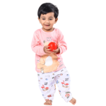 Premium Bamboo Cotton Full Sleeves Top & Full Pajama Set – Cute Animal Print - Pastel Pink - Image 4