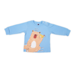 Premium Bamboo Cotton Full Sleeves Top & Full Pajama Set – Cute Animal Print - Soft Blue - Image 6
